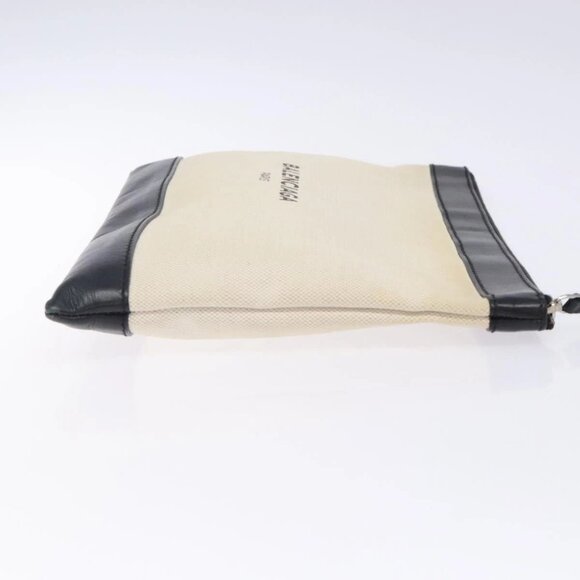 BALENCIAGA Clutch Bag Canvas Leather White black 373834 Auth gh296 - Picture 3 of 15